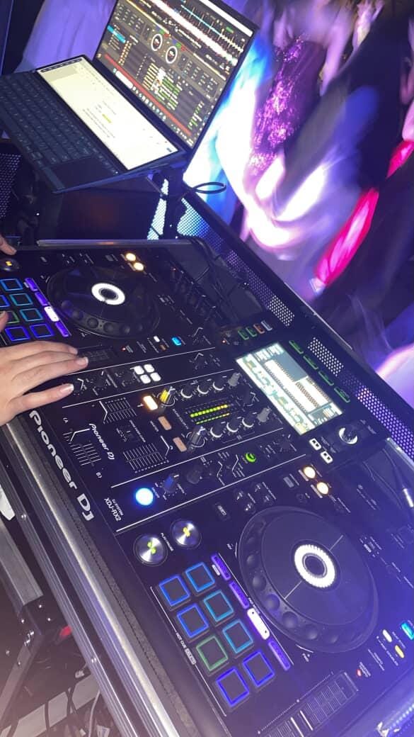 DJ setup with lighting